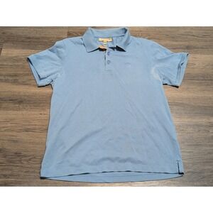 Burberry London England Mens Blue Pique Polo Shirt Logo Size L Large READ
